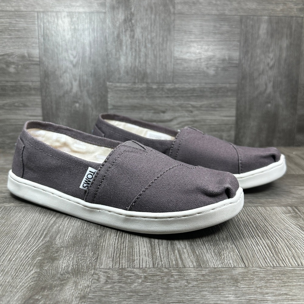 TOMS Youth Classic Size 3.5 Ash Canvas Grey Slip On Alpargata Casual NEW - Picture 5 of 8